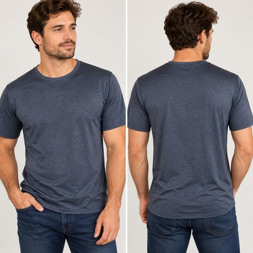 Real Essentials Mens L Active Dry-Fit Moisture Wicking Stretch T-Shirt Blue NWOT
